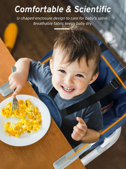 BIUSIKAN Travel High Chair, Foldable High Chairs for Babies and Toddlers, Hook on High Chair with Carry Bag, Booster Seat for Kitchen Chair, Adjustable Height, Portable High Chair for Camping