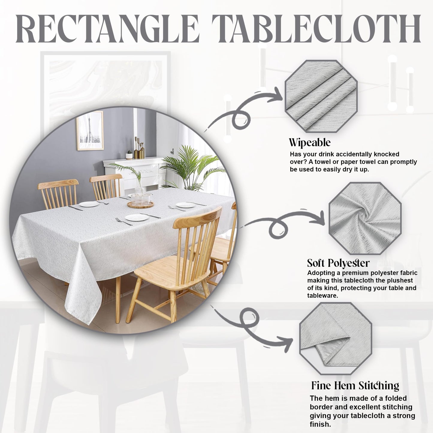 Majestic Giftware Silver Print Tablecloth for Dining