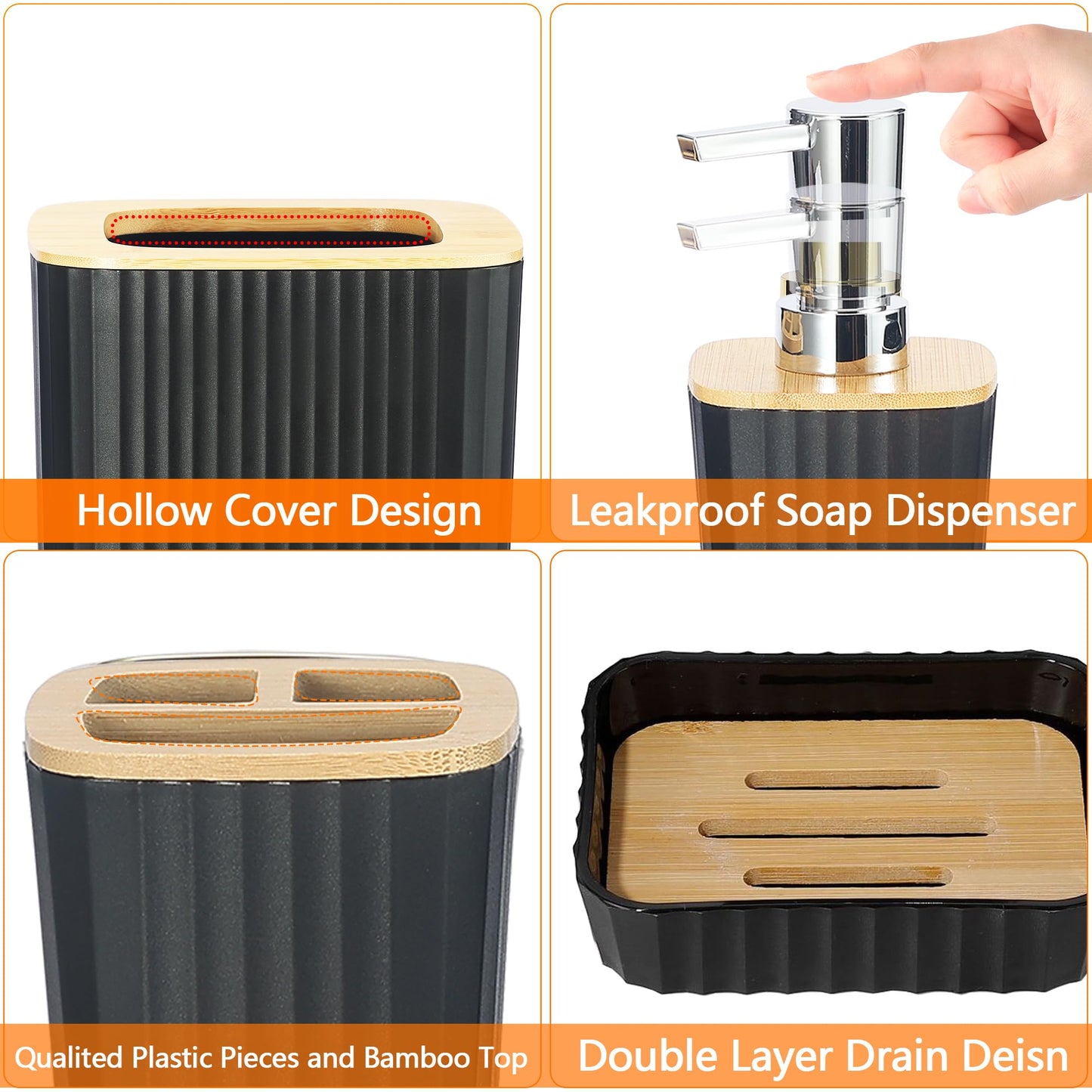 9-Piece Black Bathroom Accessories Set