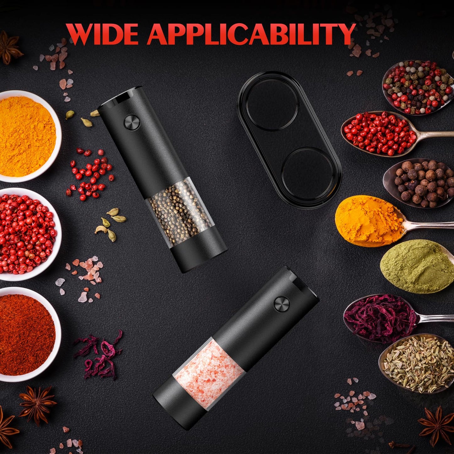 2 Pack Electric Salt and Pepper Grinder Set