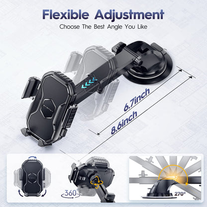 Eyemay Car Phone Holder Mount - [ Bumpy Roads Friendly ] Phone Mount for Car Dashboard Windshield Air Vent 3 in 1, Hand Free Mount for iPhone 14 13 12 Pro Max Samsung All Cell Phones