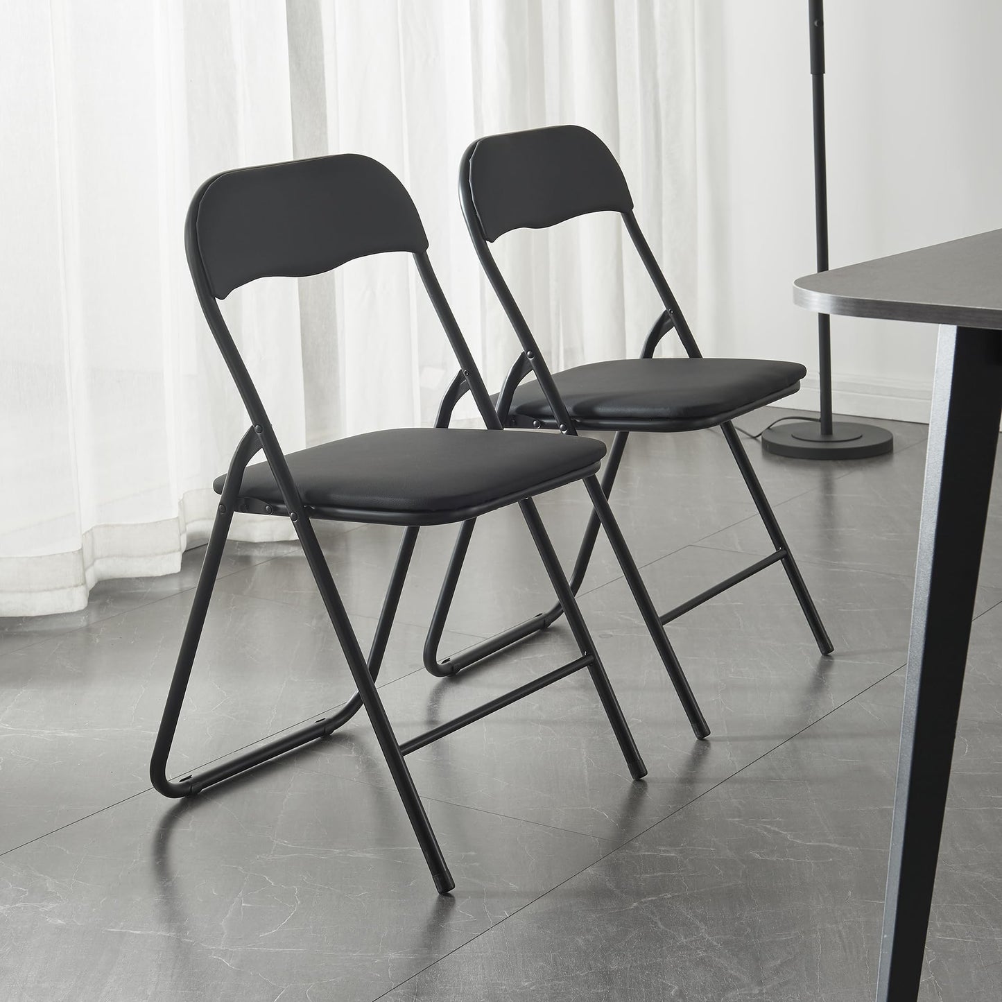 Panana Folding Chairs with Padded Cushion and Back, Metal Chairs for Home and Office,Indoor and Outdoor Foldable Chairs (Black, 6 Pack)
