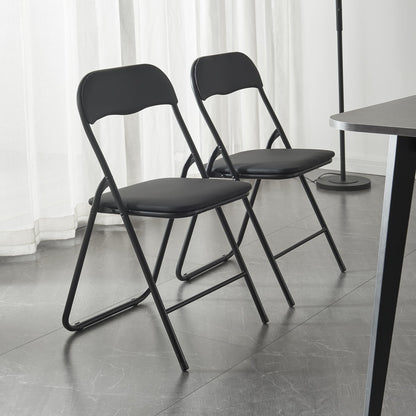 Panana Folding Chairs with Padded Cushion and Back, Metal Chairs for Home and Office,Indoor and Outdoor Foldable Chairs (Black, 6 Pack)