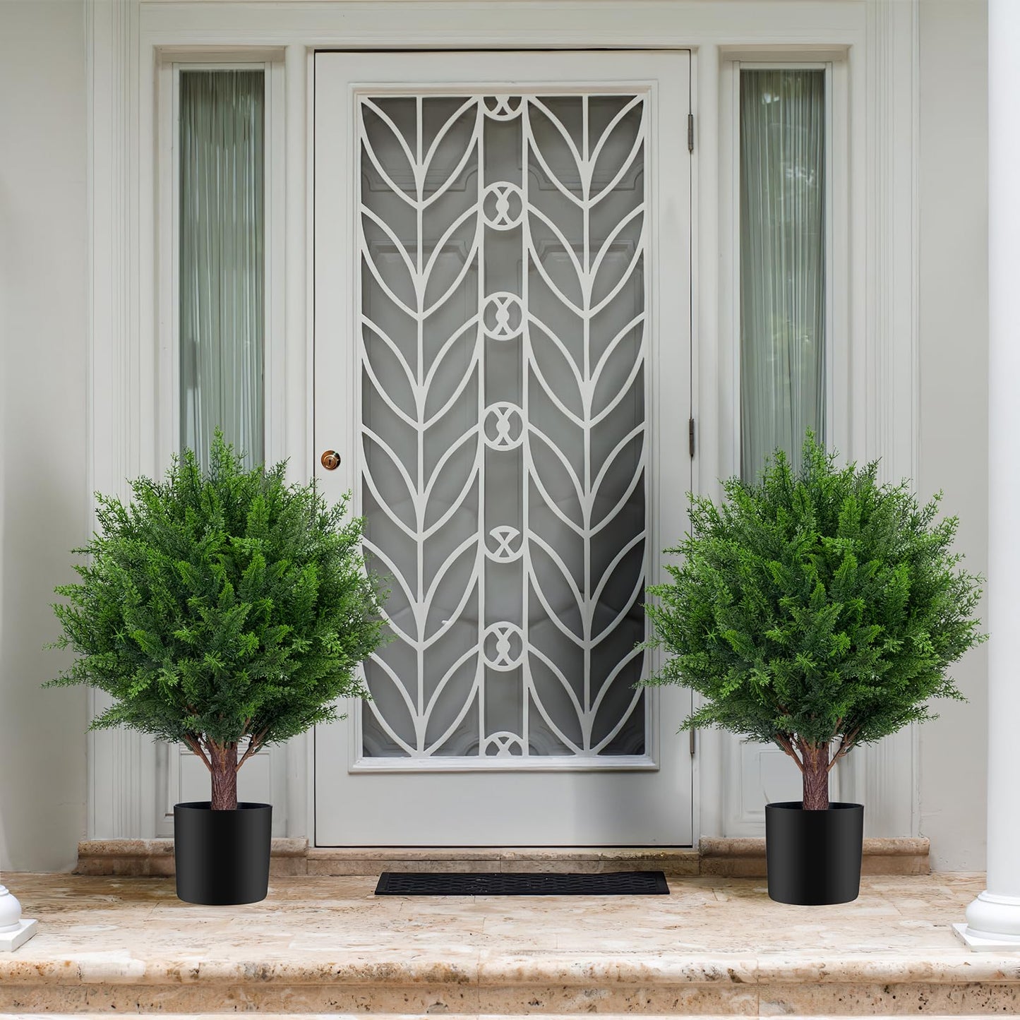 Set of 2 Faux Potted Topiary Trees