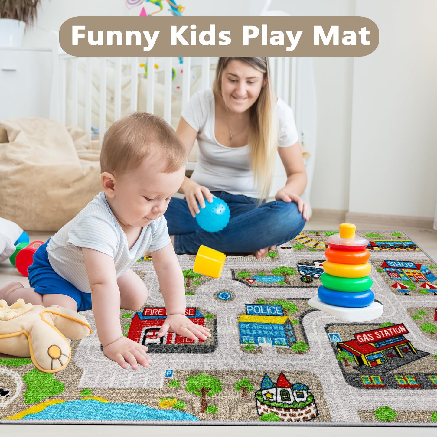 Kids Educational Traffic Road Play Rug 5.2'x3.3'