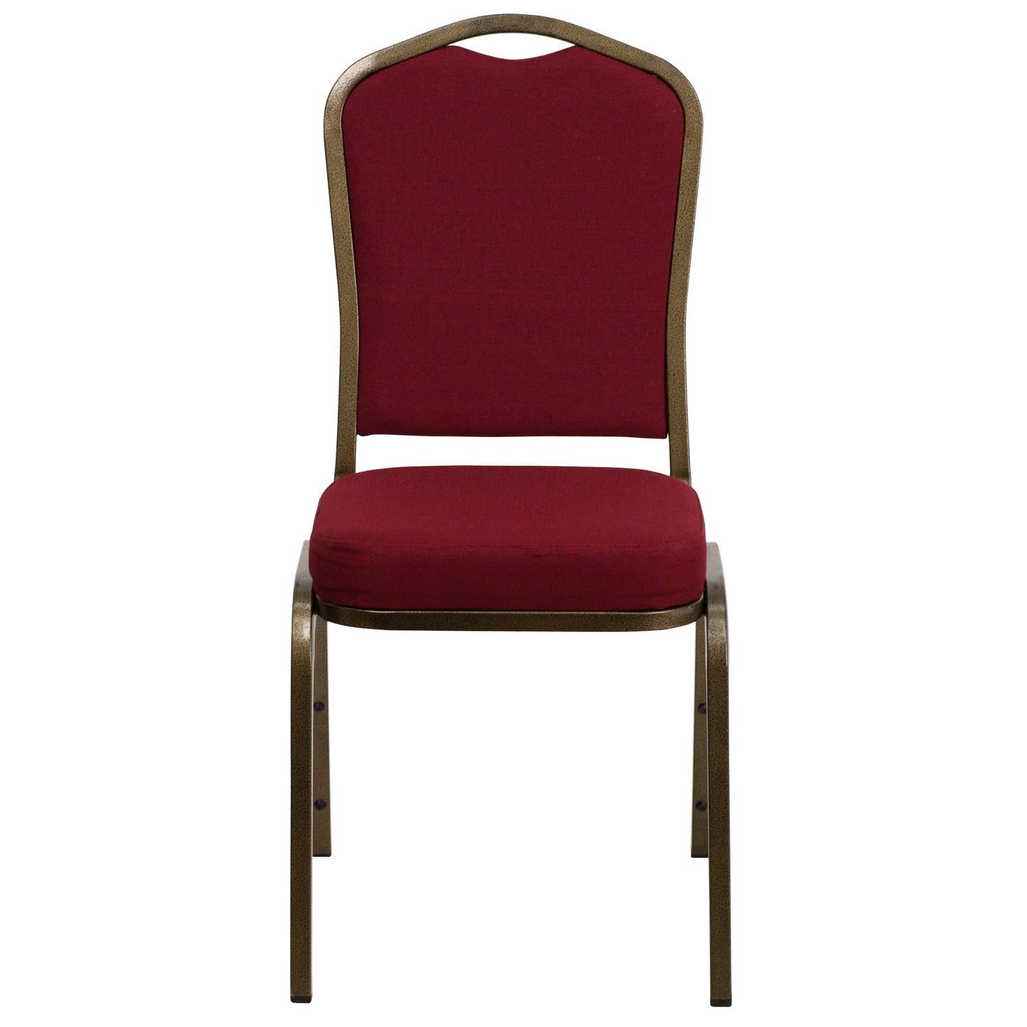 Flash Furniture Hercules Series Crown Back Stacking Banquet Chair, Set of 4, Burgundy Fabric/Gold Vein Frame