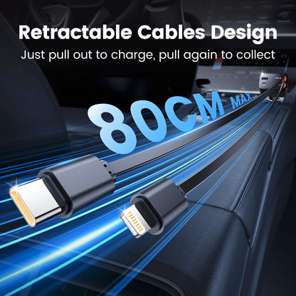 RAMPOW 65W Retractable USB-C Car Charger