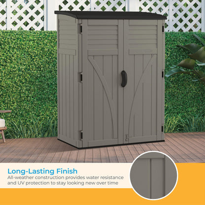 Suncast 54 cu. ft Resin Vertical Lockable Storage Shed, Stoney, BMS5700SB