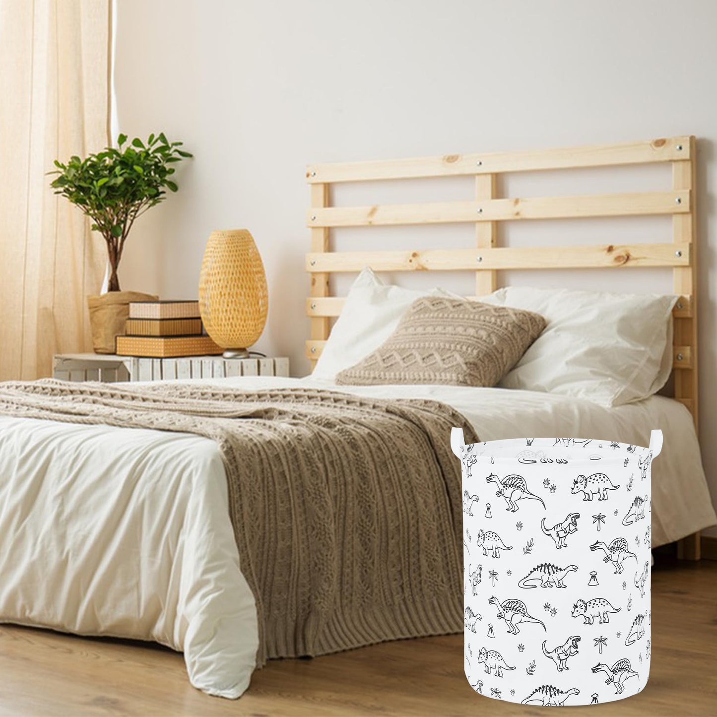Foldable Baby Laundry Basket Hamper for Nursery Girl Boy kids Clothes laundry hamper basket Portable Tall Collapsible Cute Laundry Basket Organizer, Nursery Storage Basket with Handles (Dinosaurs)