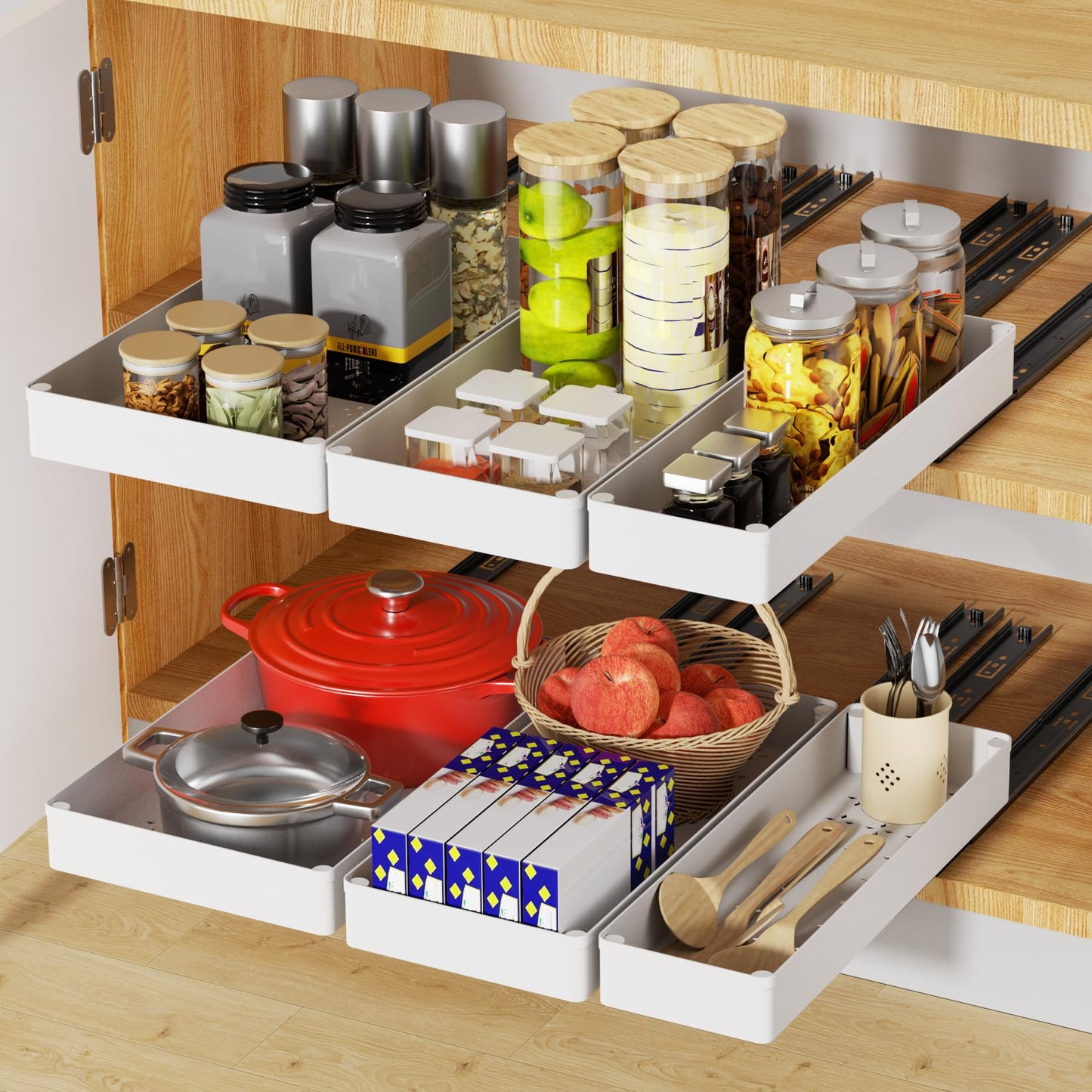 Pull Out Cabinet Organizer with 3 Dividers