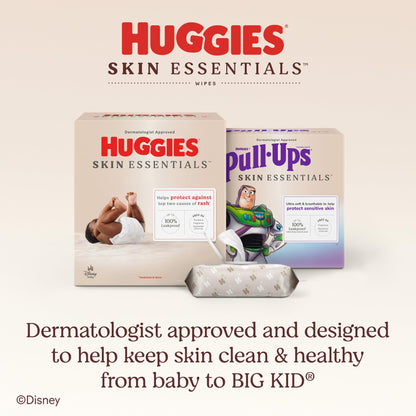 Huggies Skin Essentials Baby Wipes, Hypoallergenic, 99% Water, 2 Flip Top Packs (112 Wipes Total)