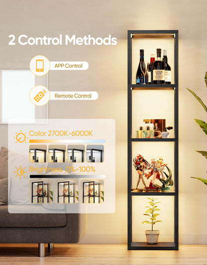 LED Display Shelf with Remote Control, Black