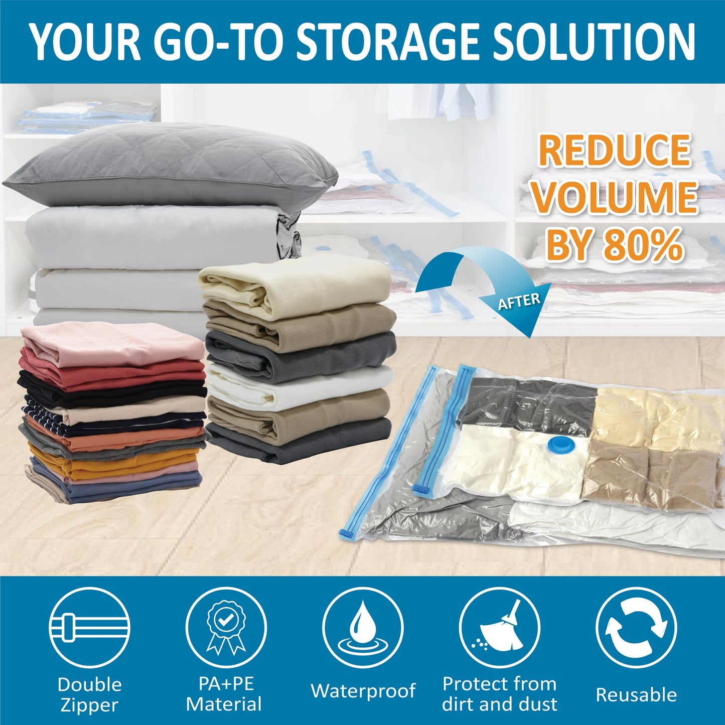 20 Pack Vacuum Storage Bags for Comforters and Clothes