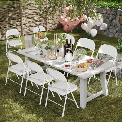 Folding Chairs Set of 4, Metal Stackable Seats