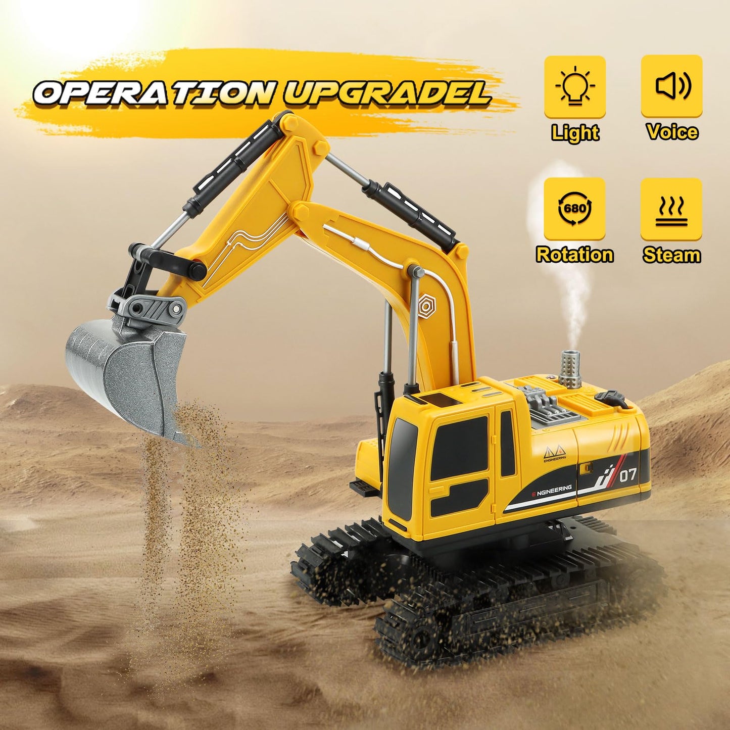 Remote Control Excavator Toy for Kids and Adults