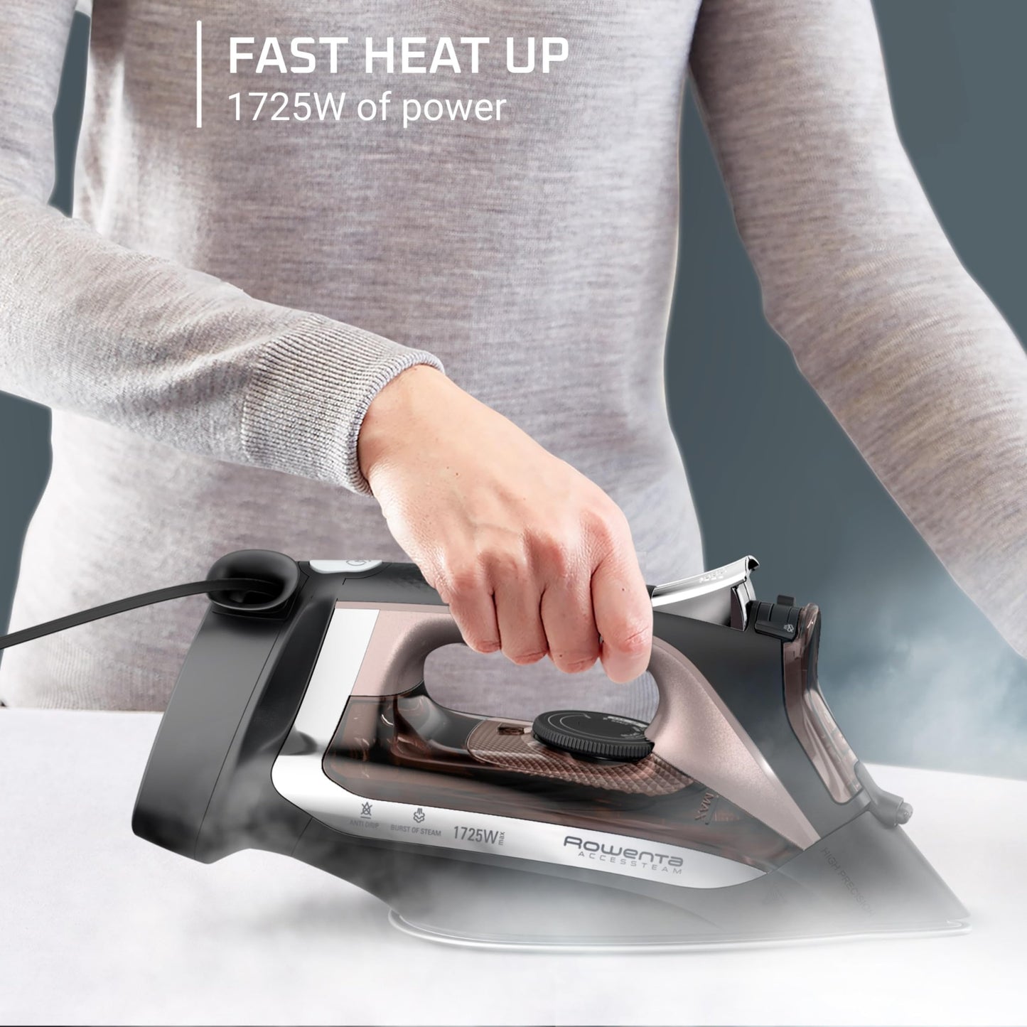 Rowenta Clothes Iron Steamer with Retractable Cord