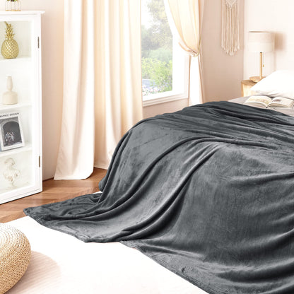 NICETOWN Grey Fleece Twin Blanket - Lightweight Plush