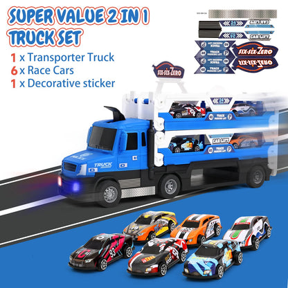 Transporter Truck with Race Track and Cars