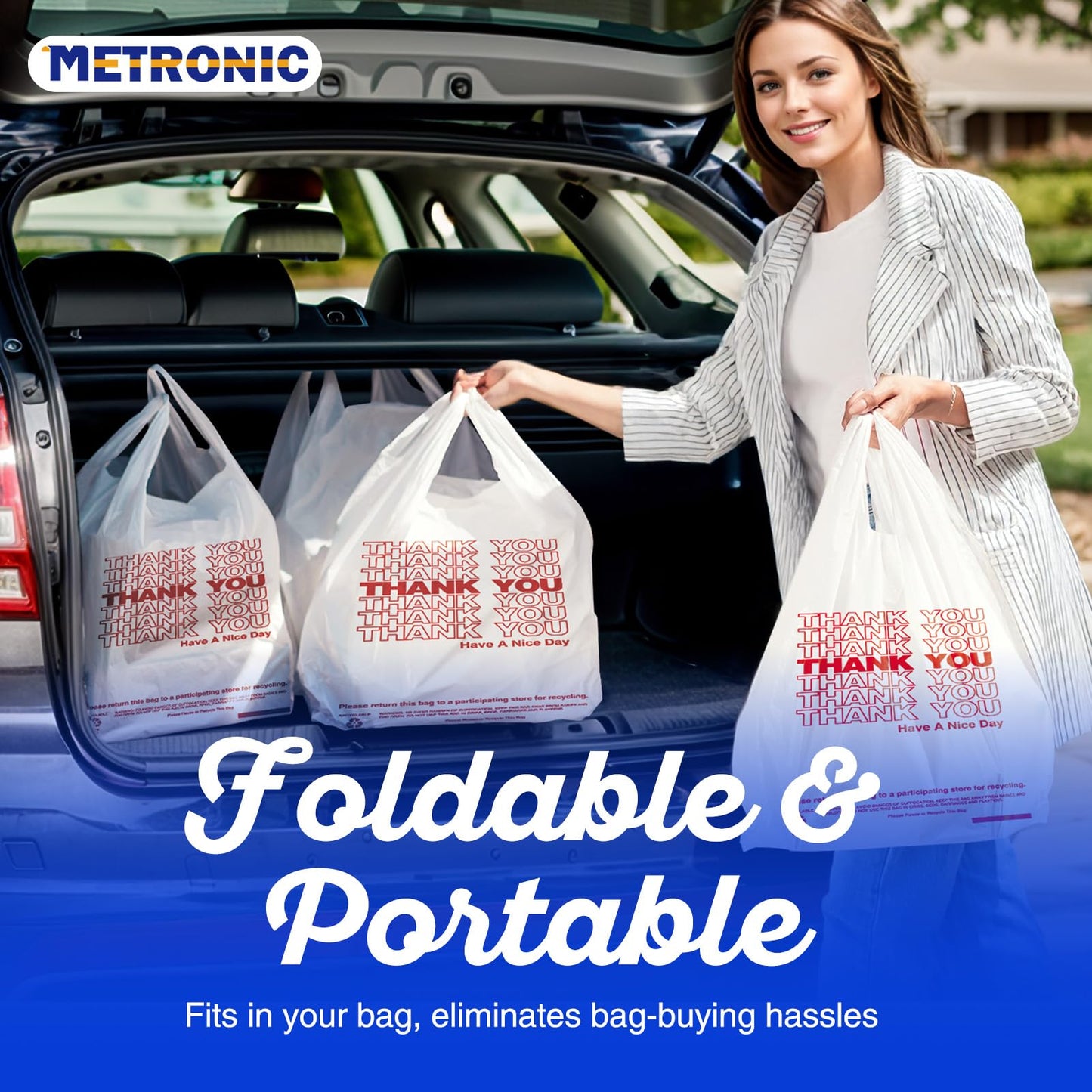 100 Count METRONIC Plastic Thank You Bags