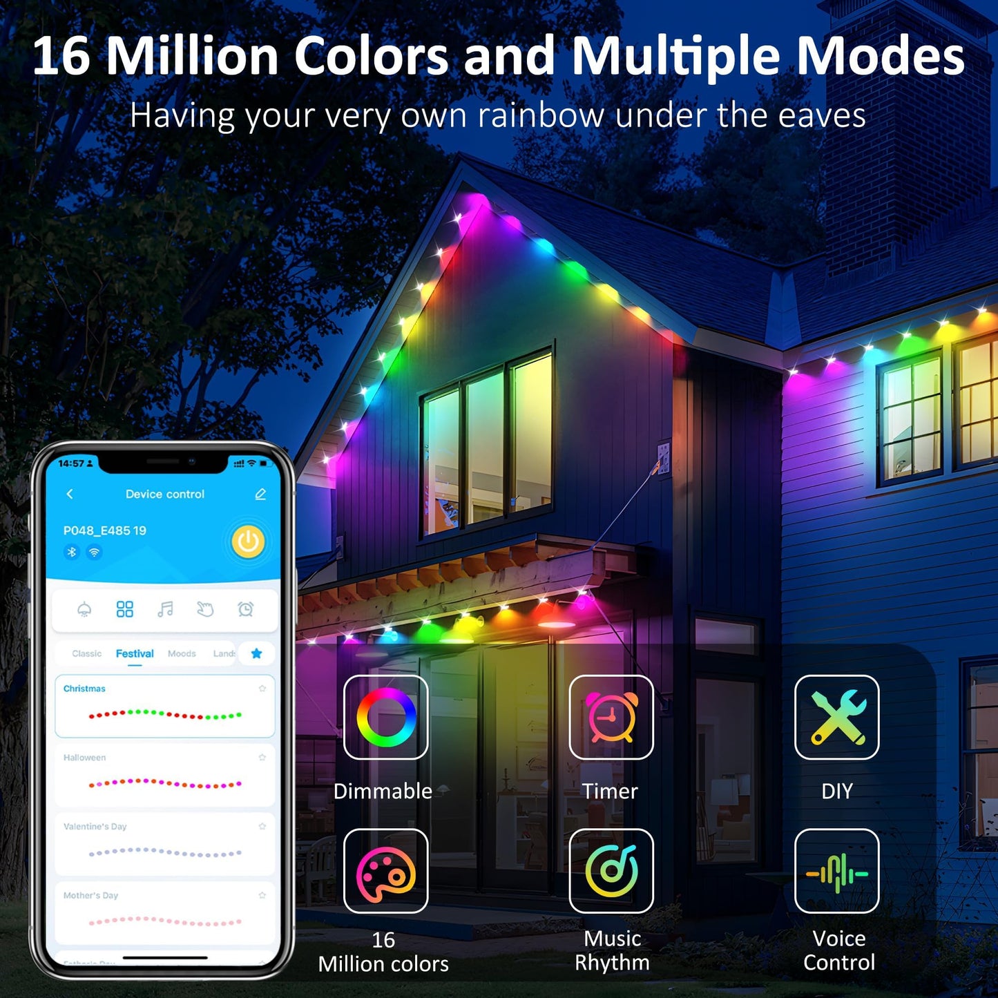 100ft RGBCW Smart Outdoor String Lights