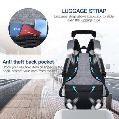 Large Backpack for Women, Travel Backpack with USB Port, Big 17 inch Laptop Backpacks TSA Business Computer Work Bag Water Resistant College School Backpack Flight Approved, Gifts for Men Women, Grey