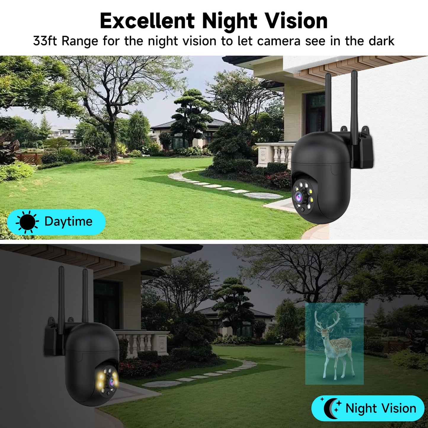 2K PTZ Outdoor Security Camera with Night Vision