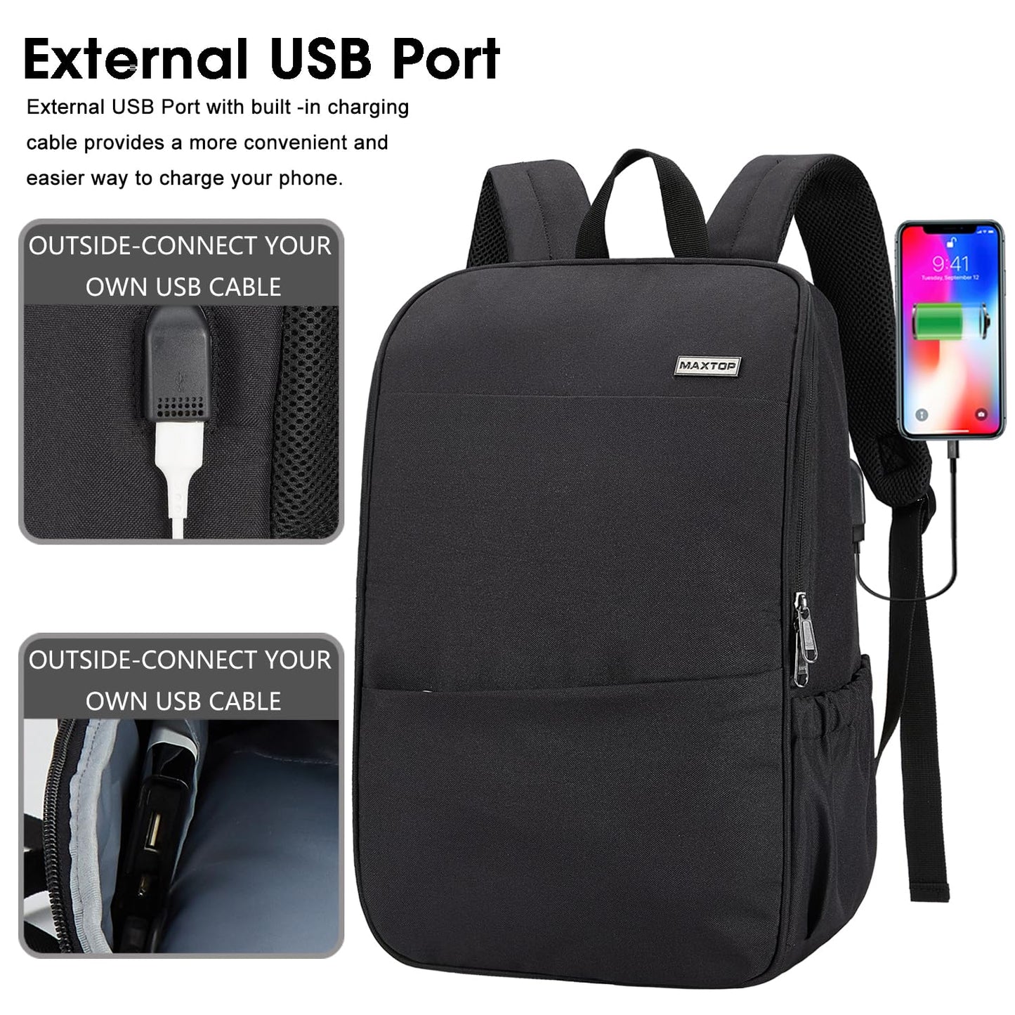 MAXTOP Laptop Backpack with USB Charging Port
