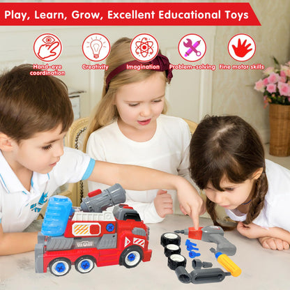 Fire Rescue Toy Truck with Electric Drill Set