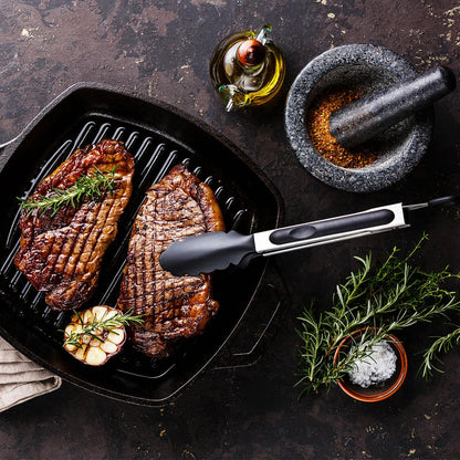 Black Silicone Kitchen Tongs Set - 3 Sizes