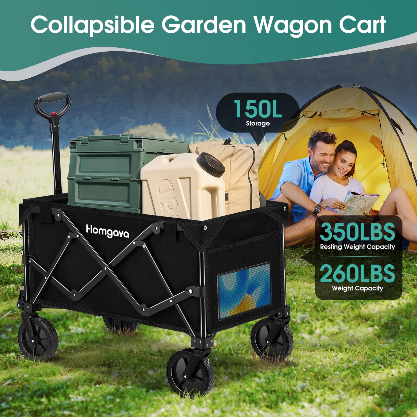 Homgava Heavy Duty Folding Wagon Cart