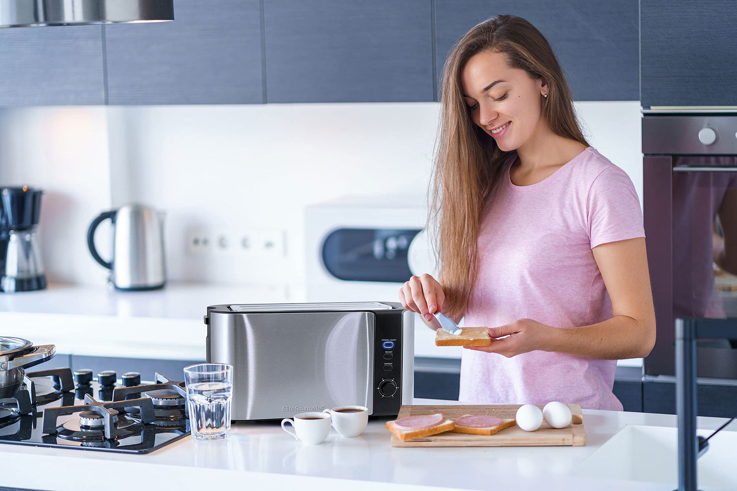 4-Slice Elite Gourmet Toaster with Extra Wide Slots