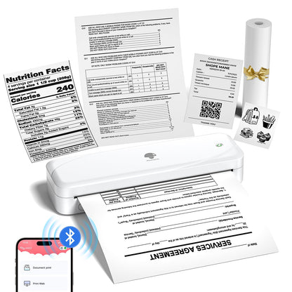 Phomemo Portable Printers Wireless for Travel, M833 Bluetooth Thermal Printer Compatible with Phone & Laptop,Support 8.5'' x 11'' US Letter & A4, 300Dpi Inkless Mobile Printer for Office, Home, School