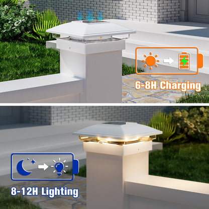 Solar Post Cap Lights with RGB Color Flashing