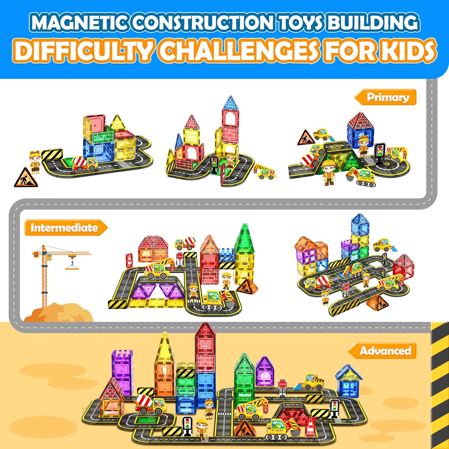 102 PCS Magnetic Building Tiles for Kids
