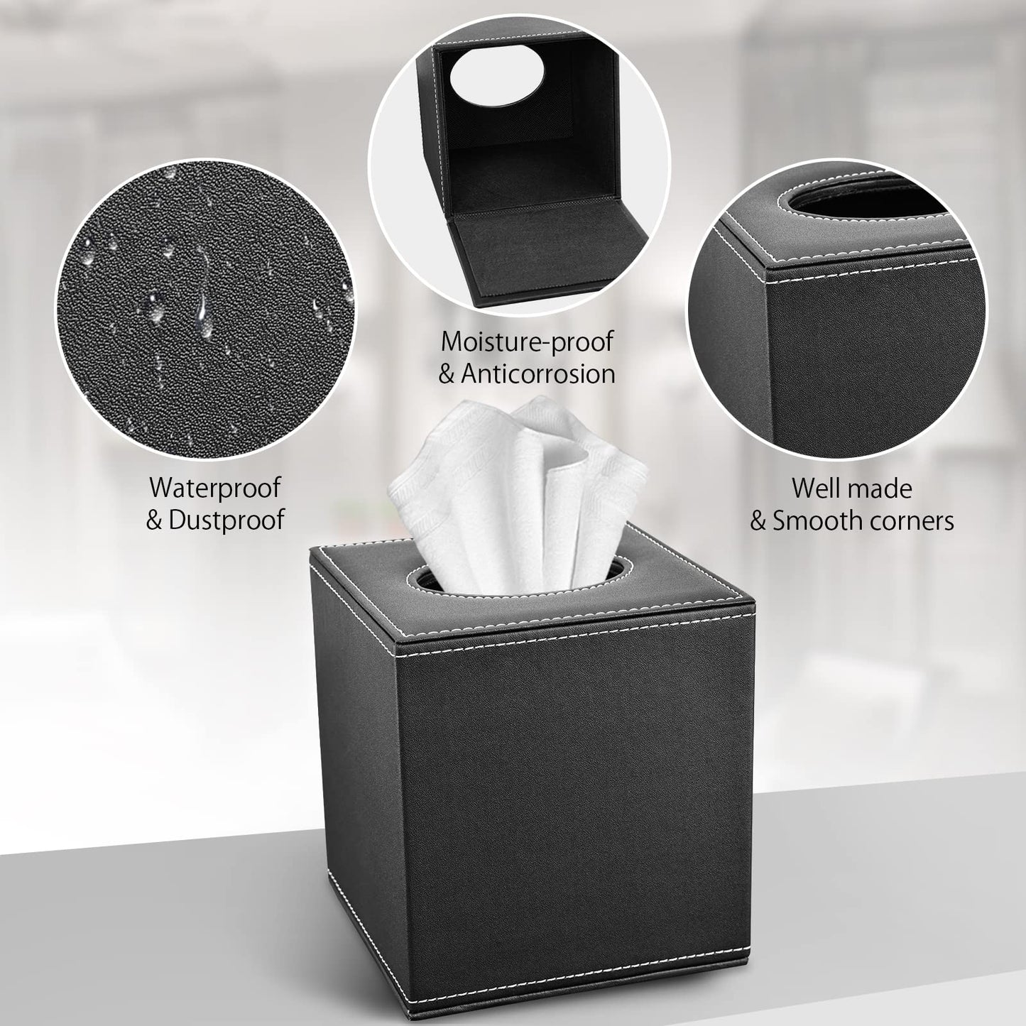 PU Leather Tissue Box Cover for Home & Office