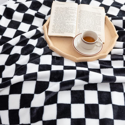 LOMAO Flannel Throw Blanket, Checkerboard Pattern