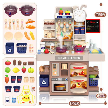 Kids Kitchen Playset with Realistic Steam & Lights