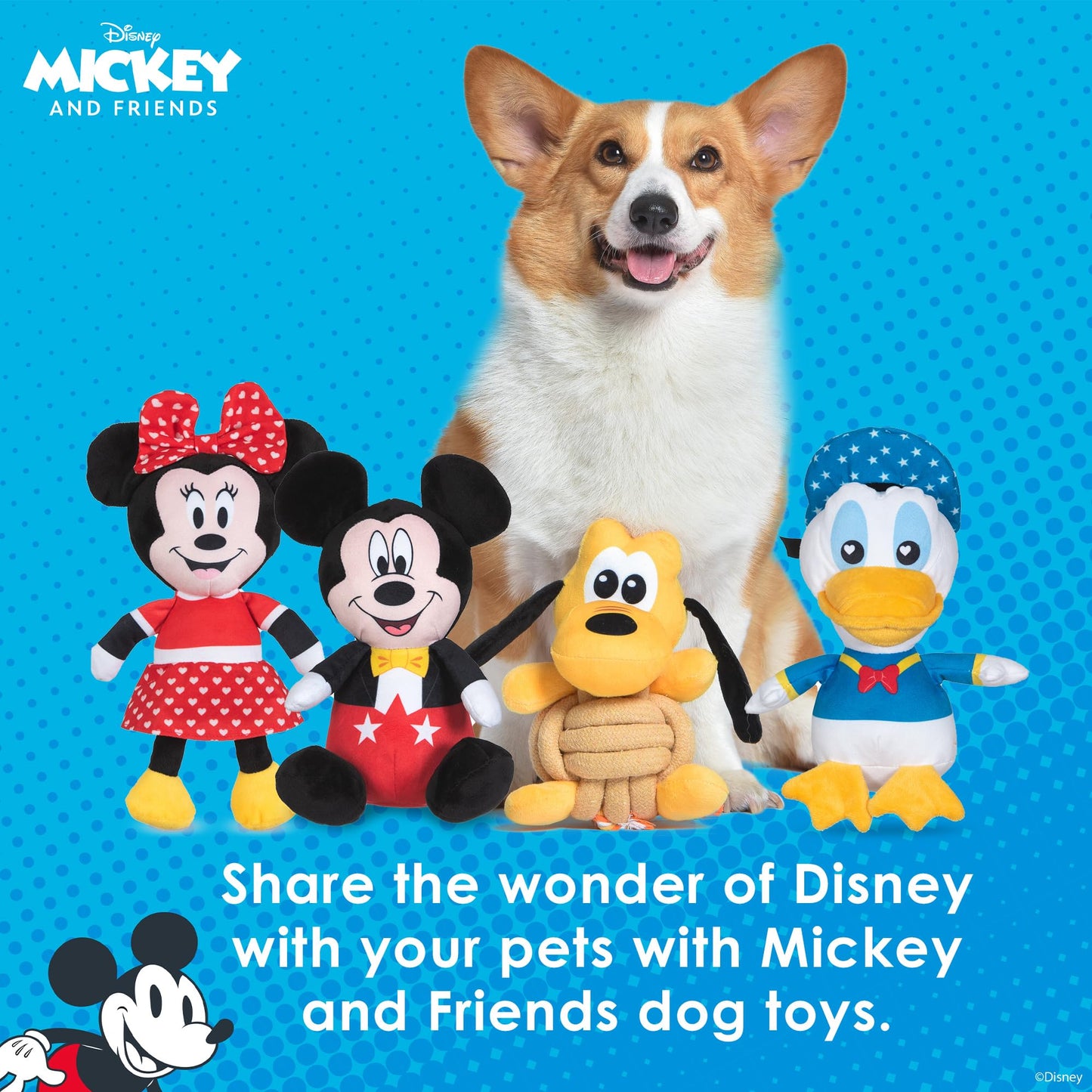 Mickey Mouse Plush Squeaky Dog Toy by Disney