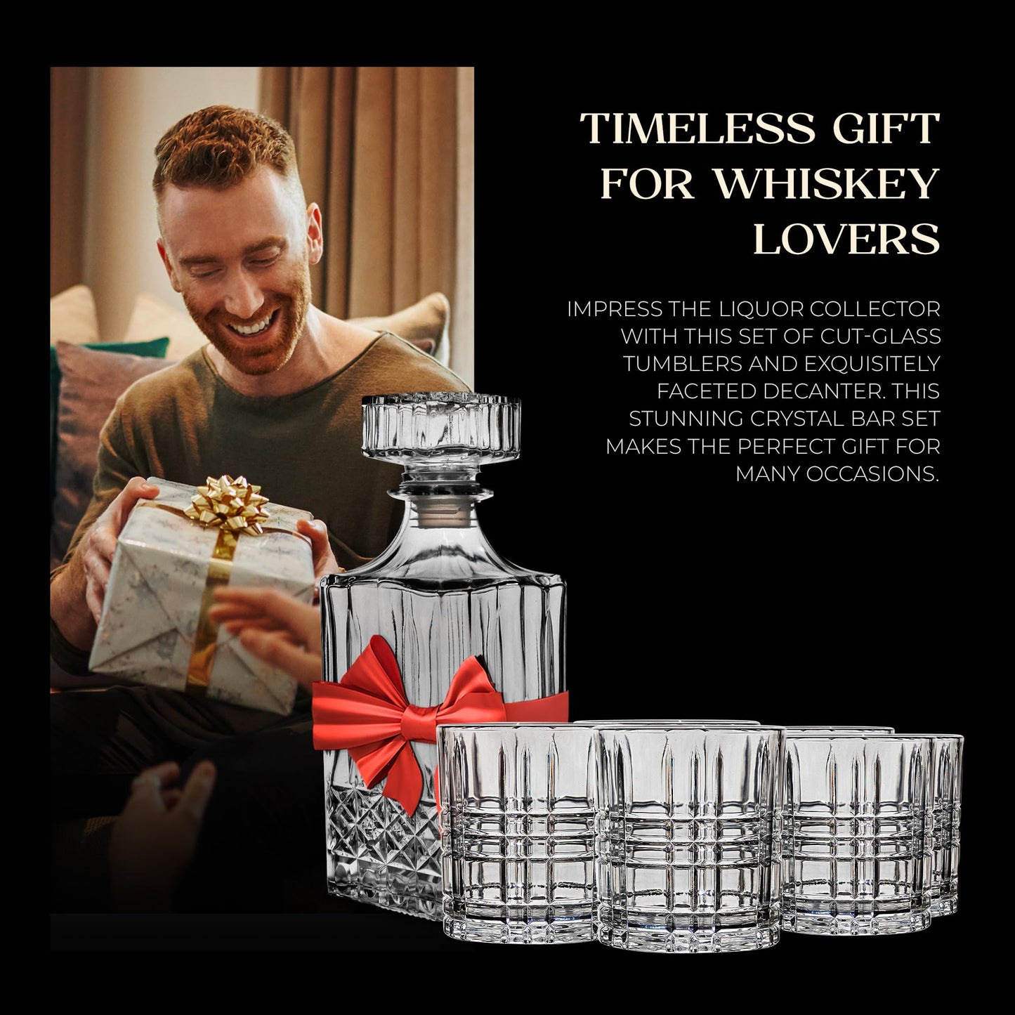 American Atelier Whiskey Decanter & Glass Set, 7-Piece