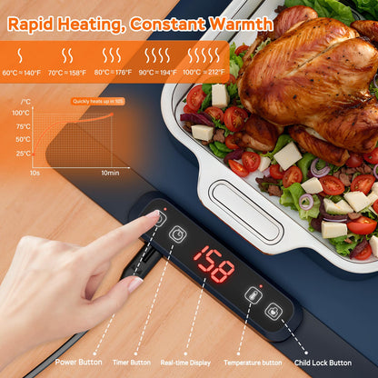 LENSEMUS Electric Warming Tray with Timer and Control