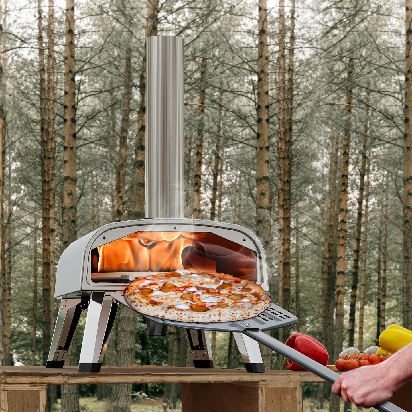 Portable 12" Wood Fired Pizza Oven for Outdoors