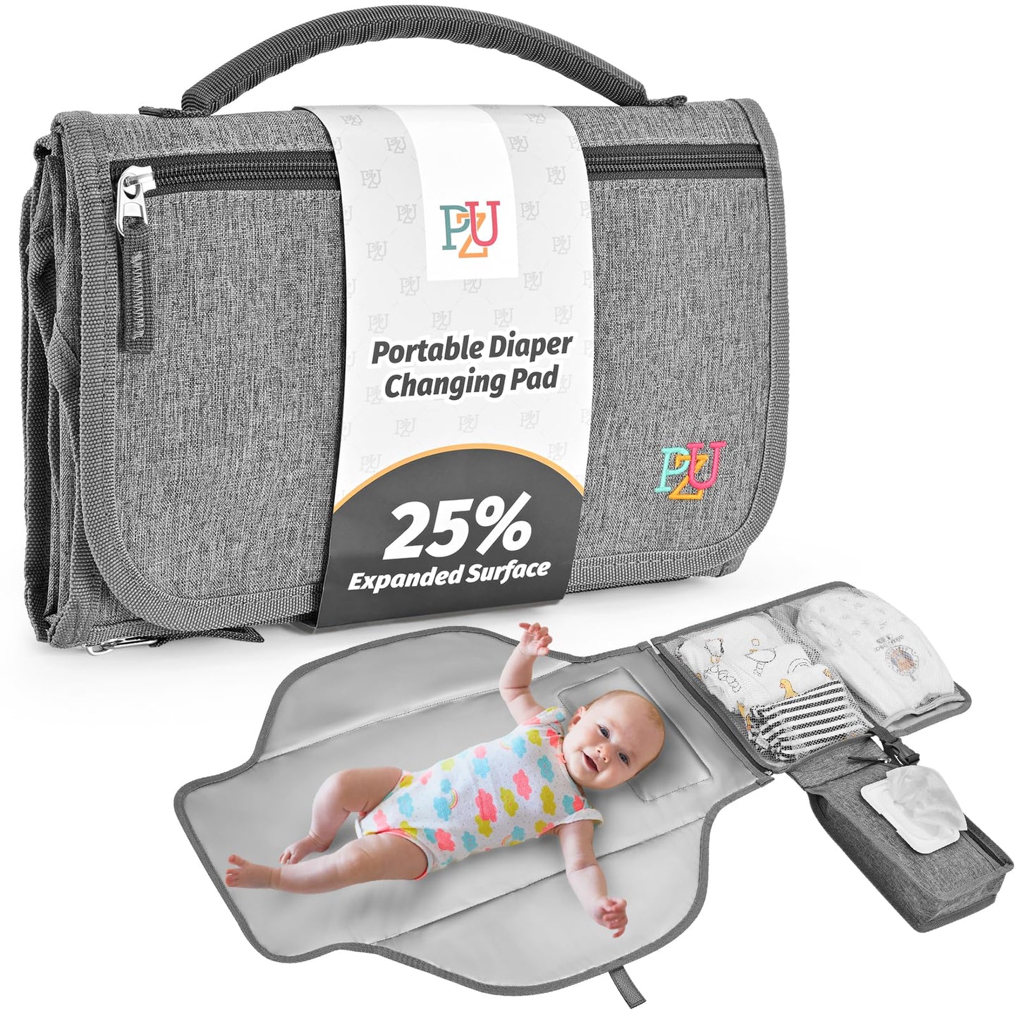 Portable Diaper Changing Pad with Wipes Pocket