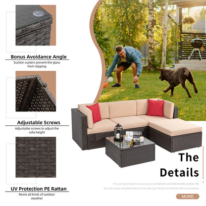 5-Piece Outdoor Patio Furniture Set with Sofa