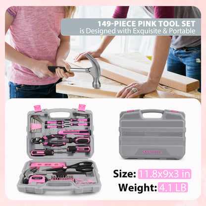 Pink 149-Piece Tool Kit for Home Repairs
