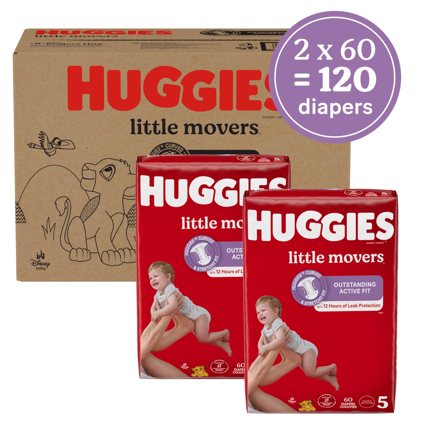 HUGGIES Little Movers Size 5 Diapers 120 Count