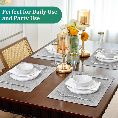 6 Faux Leather Placemats for Dining Table
