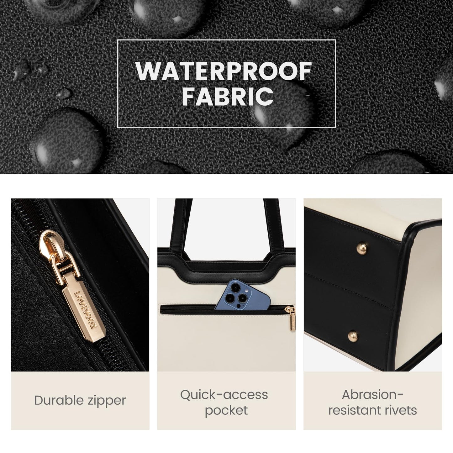 LOVEVOOK 17.3 Inch Leather Laptop Tote Bag