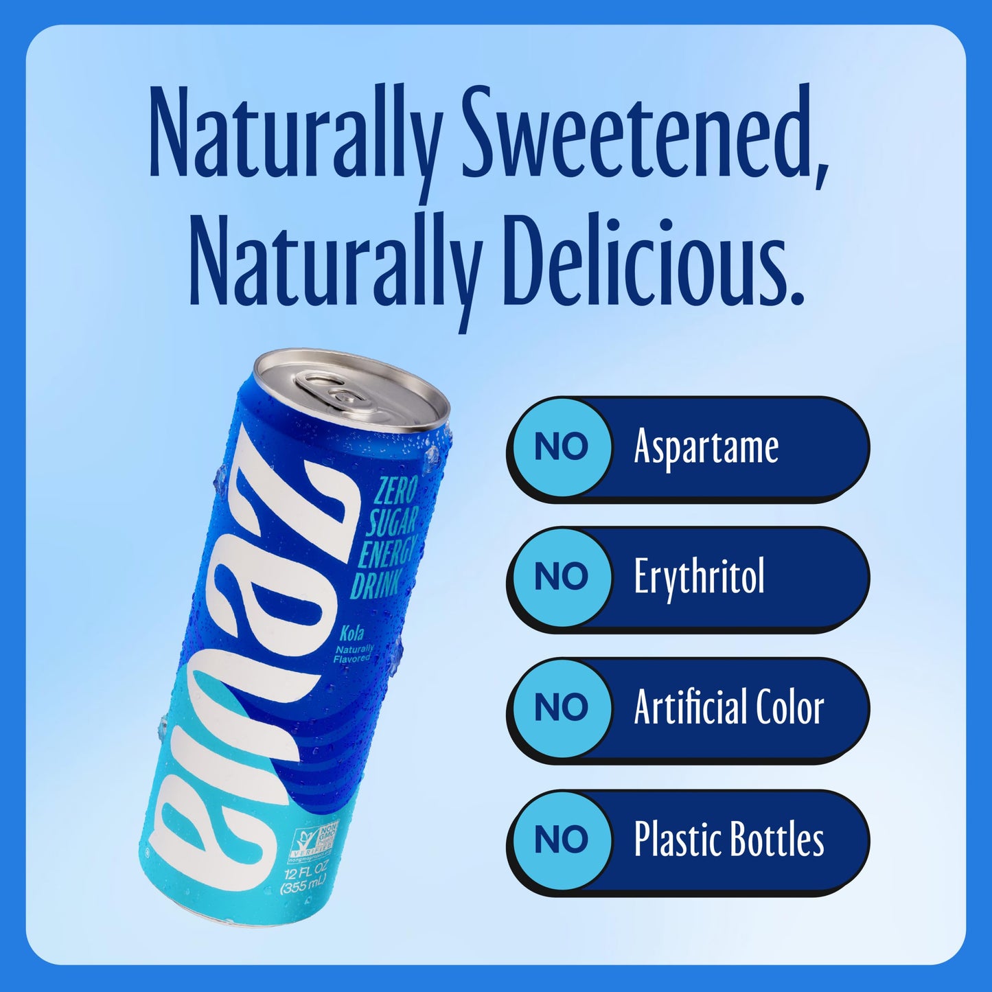 Zevia Zero Calorie Energy Drink, Kola, 12 Ounce Cans (Pack of 12)