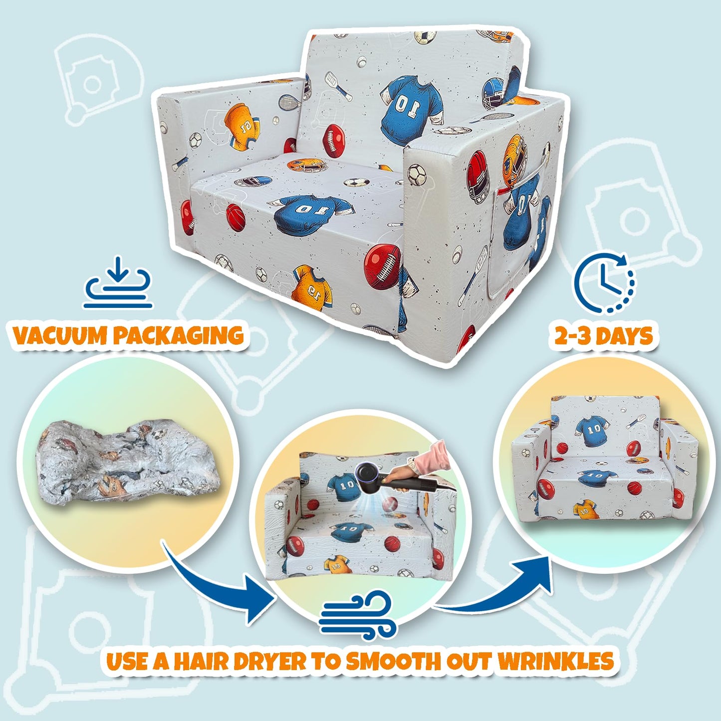 Kids Fold-Out Sofa Lounger for Toddlers