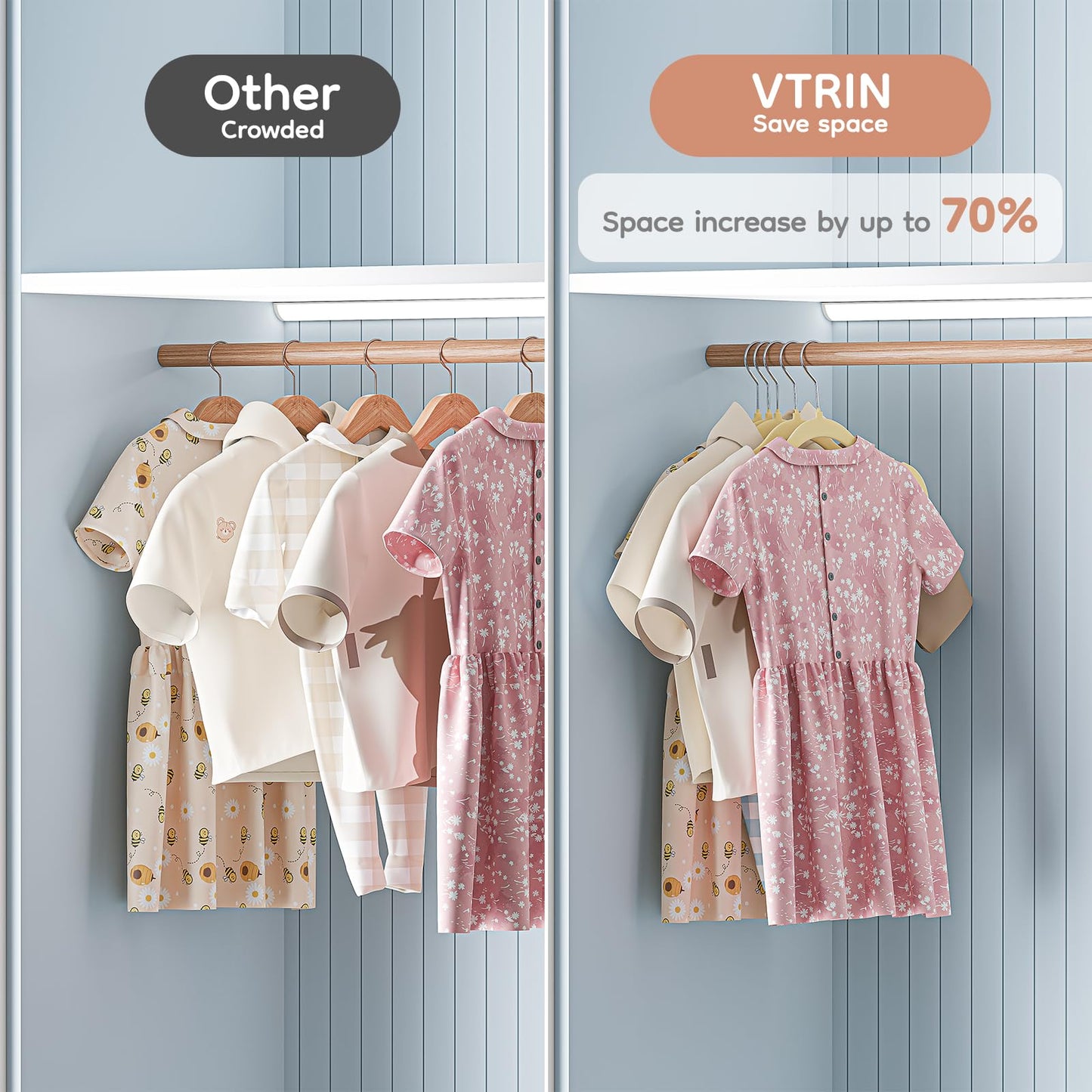 VTRIN Kids Non-Slip Velvet Hangers 60 Pack